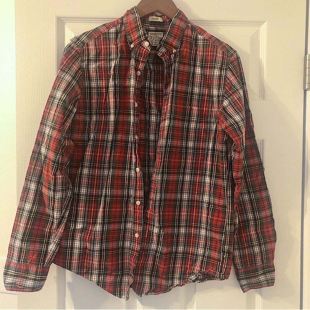 J Crew Secret Wash Classic Men’s S Button Up Plaid Long Sleeve Shirt